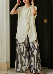 New White Button Front Open Cotton Shirt Summer