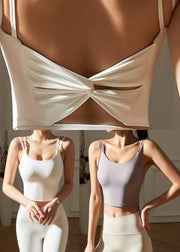 New White Hollow Out Modal Cotton Sports Bra