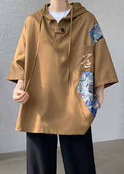 New White Hooded Patchwork Cotton Mens T Shirt Designer Summer