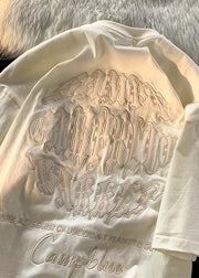 New White Letter Embroideried Cotton Mens T Shirt Designer Summer