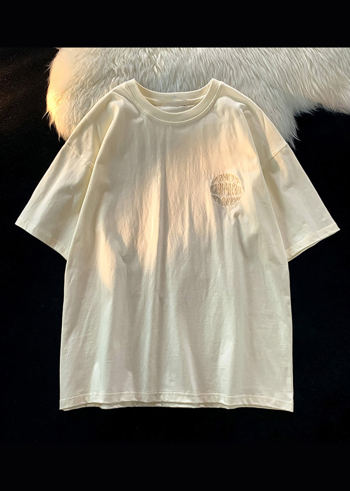 New White Letter Embroideried Cotton Mens T Shirt Designer Summer