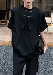 New White Oversized Side Open Cotton Men T Shirt Summer