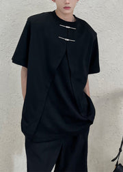 New White Oversized Side Open Cotton Men T Shirt Summer