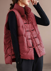 New White Stand Collar Button Pockets Duck Down Waistcoat Winter