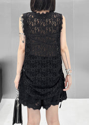 New White V Neck Top And Shorts Lace Two Pieces Set Summer