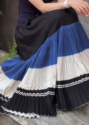 New Wrinkled Patchwork Elastic Waist Cotton Skirts Fall