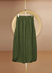New Yellow Elastic Waist Silk Wide Leg Pants Fall