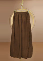 New Yellow Elastic Waist Silk Wide Leg Pants Fall