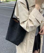 New Yellow Hollow Out Large Capacity Faux Suede Bucket Bag