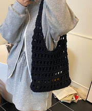 New Yellow Large Capacity Hollow Out Knitted Shoulder Bag
