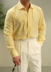 New Yellow Peter Pan Collar Button Cotton Mens Shirts Fall