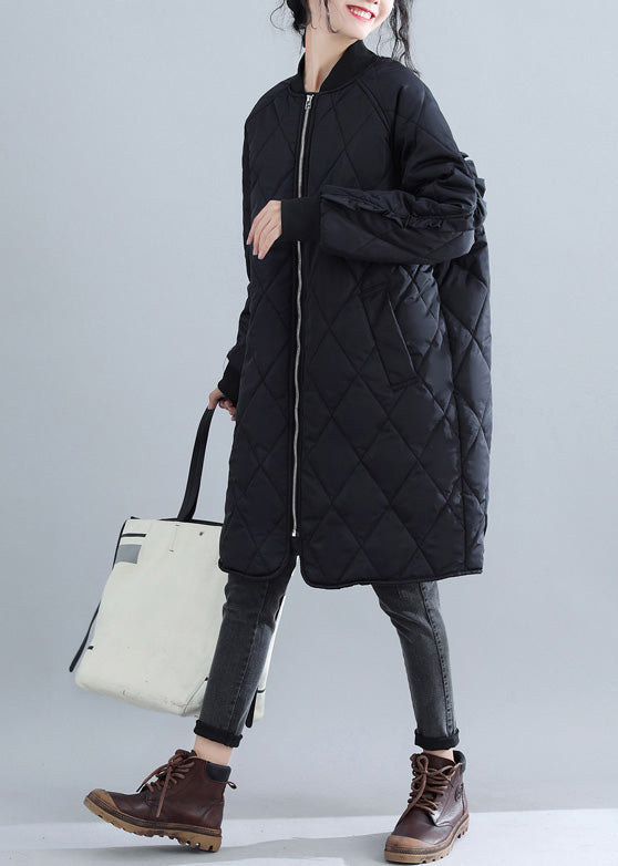Neue schwarze Damen Parka Plus Size Kleidung Stehkragen Jacken &amp; Mäntel Damen Rüschen Outwear