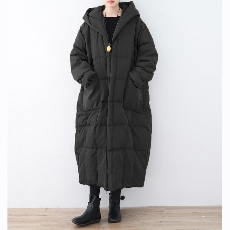 New gray down overcoat oversize down overcoat thick hooded winter outwear