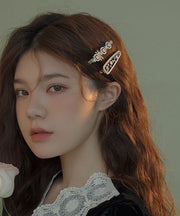 Novelty Black Alloy Pearl Zircon Hairpin Two-Piece Set