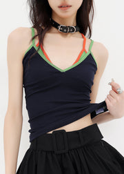Novelty Black False Two Pieces Strap Tank Summer