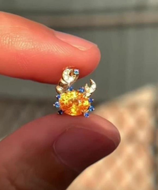 Novelty Blue Alloy Zircon Crab Stud Earrings