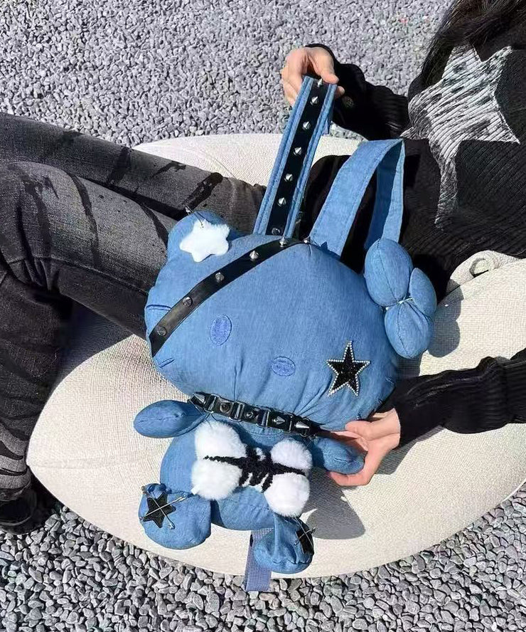 Novelty Blue Kitty Cat Asymmetrical Design Girls Backpack Bag