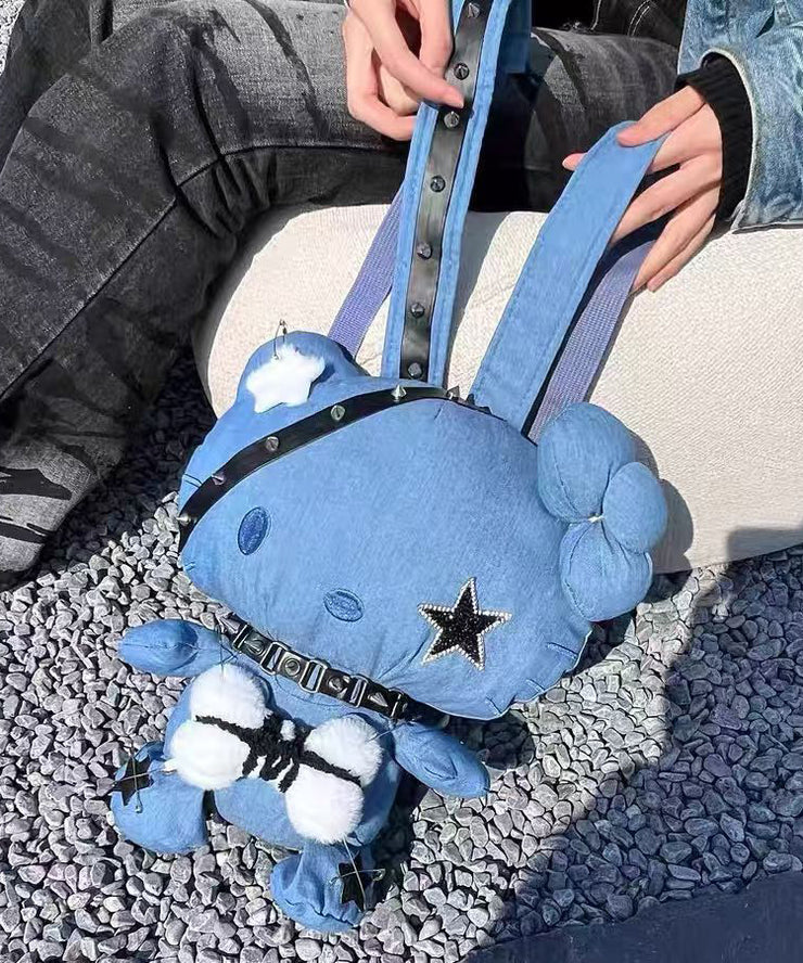 Novelty Blue Kitty Cat Asymmetrical Design Girls Backpack Bag