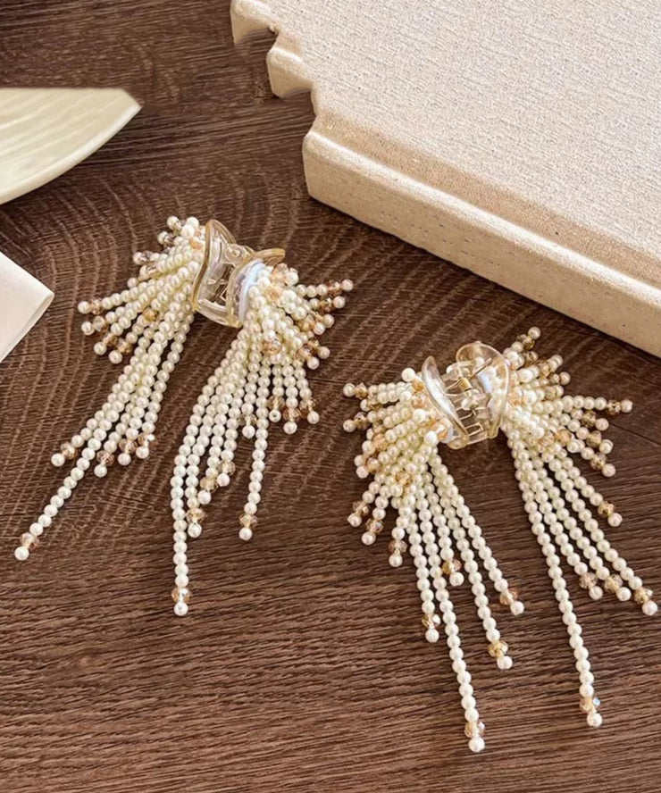 Novelty Champagne Alloy Beads Crystal Tassel Hairpin