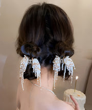 Novelty Champagne Alloy Beads Crystal Tassel Hairpin