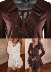 Novelty Coffee Flare Sleeve Holiday Mid Dress Flare Sleeve