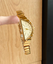 Novelty Gold Alloy Asymmetrical Reinforced Glass Watches