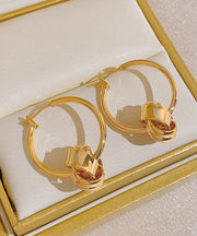 Novelty Gold Copper Overgild Zircon Hoop Earrings