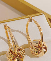 Novelty Gold Copper Overgild Zircon Hoop Earrings