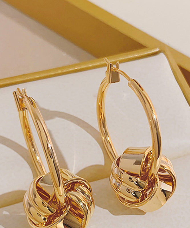 Novelty Gold Copper Overgild Zircon Hoop Earrings