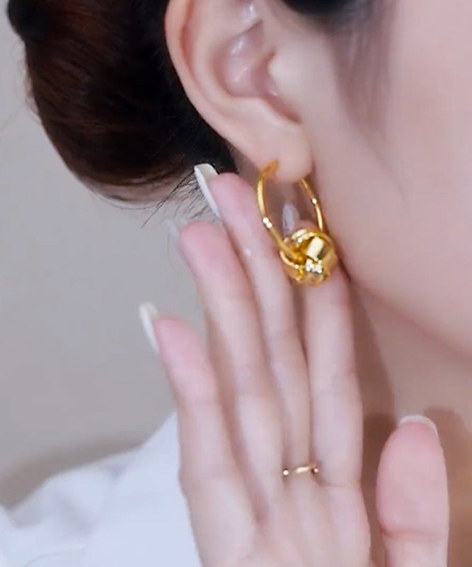 Novelty Gold Copper Overgild Zircon Hoop Earrings