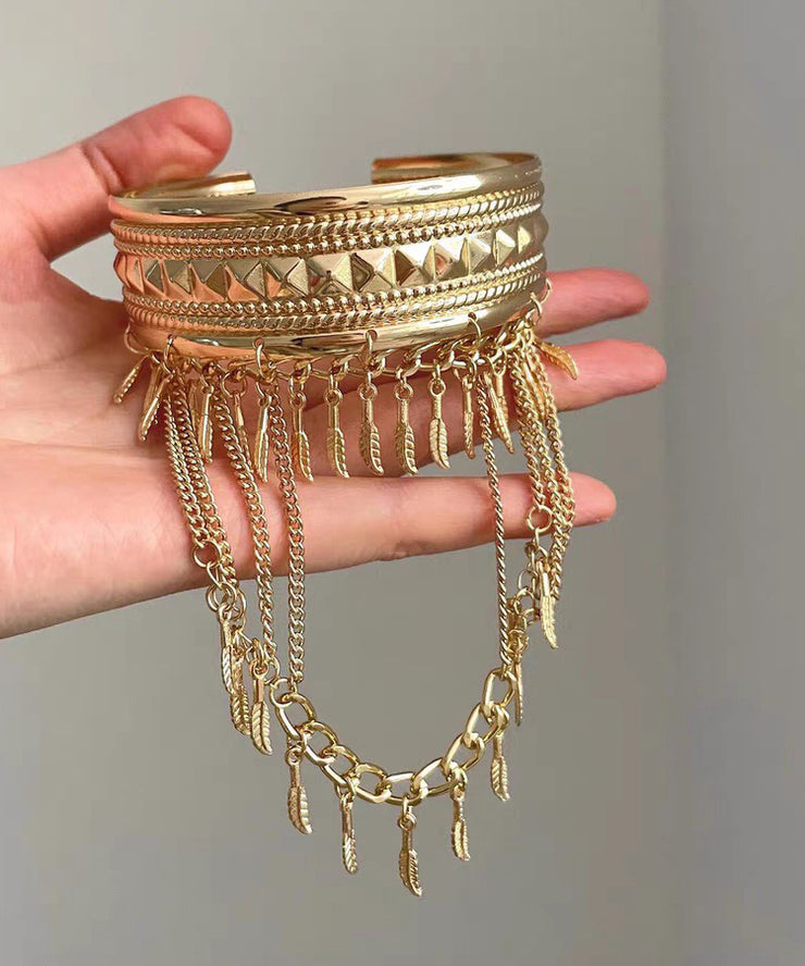 Novelty Gold Metal Leaf Tassel Chain Bracelet And Body Chain