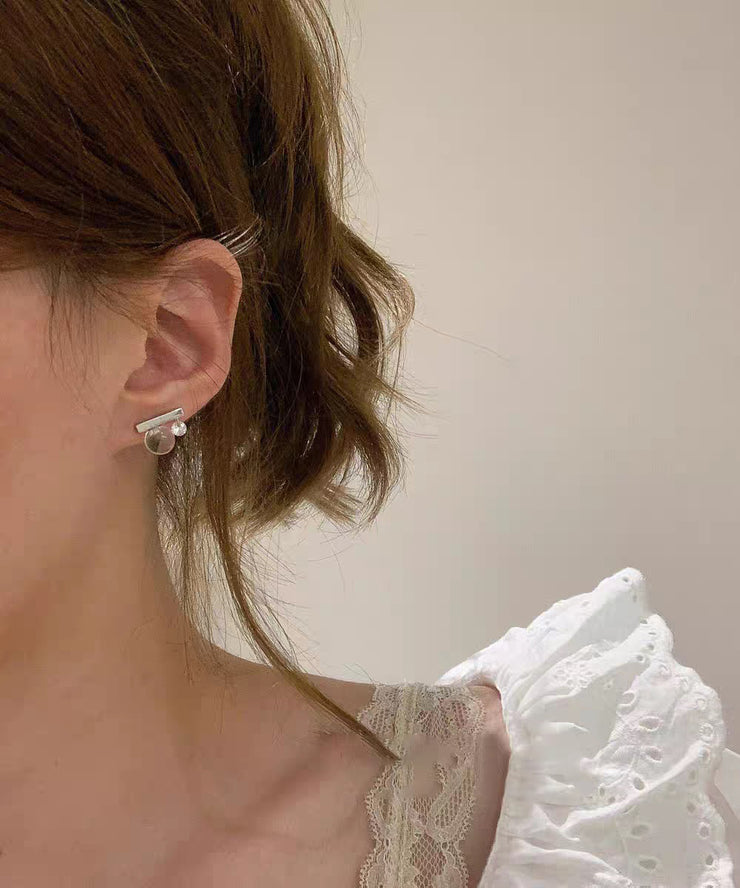 Novelty Nude Sterling Silver Alloy Crystal Ball Stud Earrings
