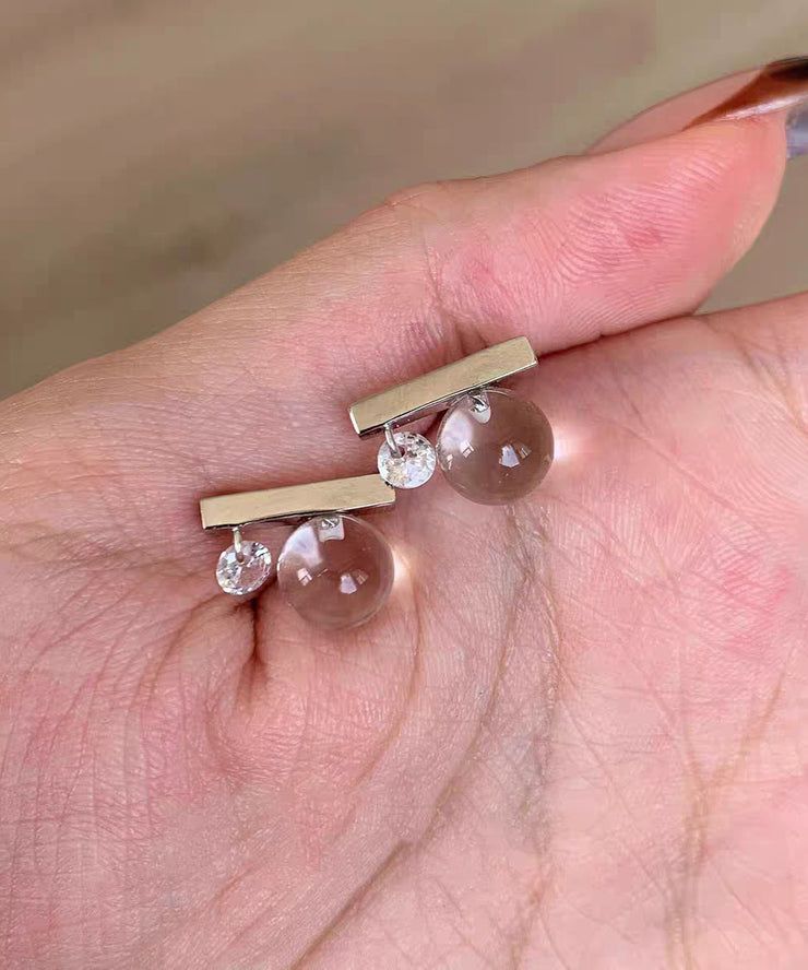 Novelty Nude Sterling Silver Alloy Crystal Ball Stud Earrings