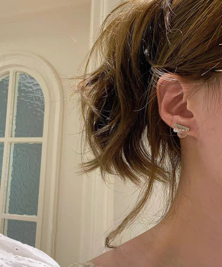 Novelty Nude Sterling Silver Alloy Crystal Ball Stud Earrings