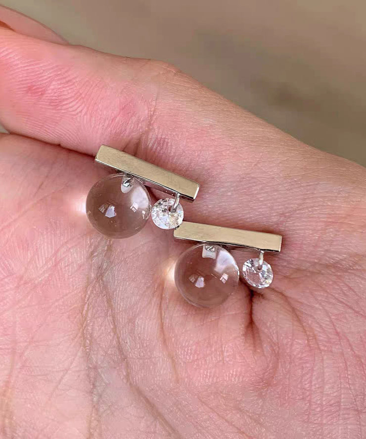 Novelty Nude Sterling Silver Alloy Crystal Ball Stud Earrings
