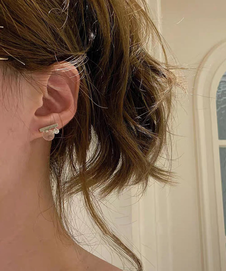Novelty Nude Sterling Silver Alloy Crystal Ball Stud Earrings