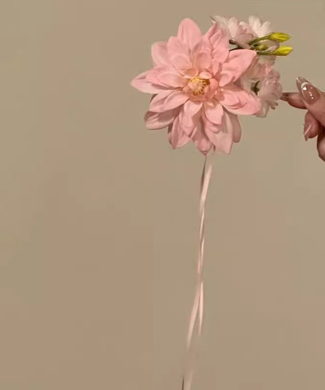 Novelty Pink Alloy Floral Ribbon Hairpin