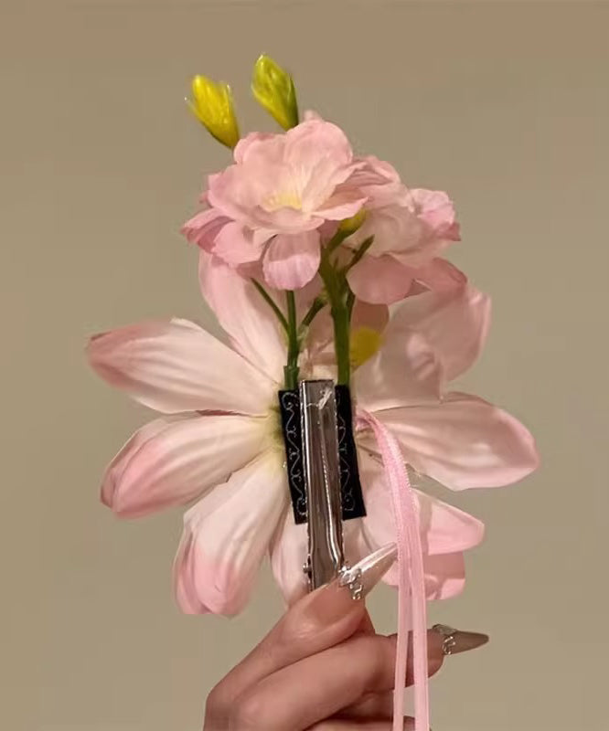Novelty Pink Alloy Floral Ribbon Hairpin