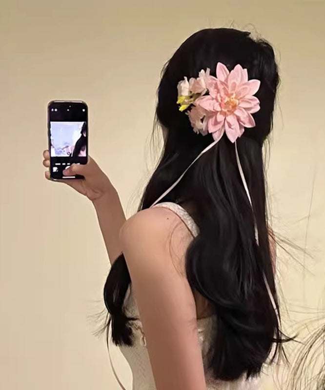 Novelty Pink Alloy Floral Ribbon Hairpin