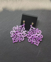 Novelty Purple Acrylic Hollow Out Cloud Drop Earrings