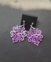 Novelty Purple Acrylic Hollow Out Cloud Drop Earrings