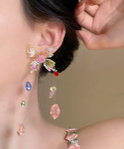Novelty Rainbow Copper Beads Floral Tassel Drop Earrings