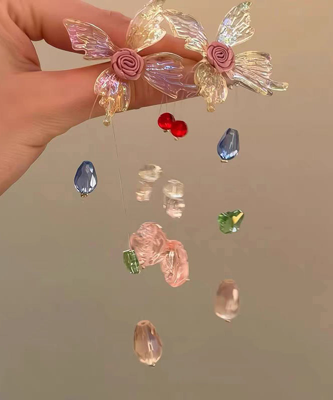 Novelty Rainbow Copper Beads Floral Tassel Drop Earrings