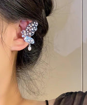 Novelty Silk Copper Zircon Hollow Out Butterfly Water Drop Stud Earrings