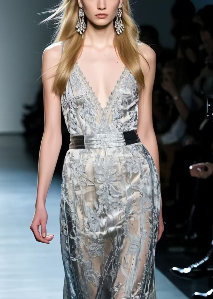 Novelty Silvery Jacquard Silm Fit Vestidos Dress Summer