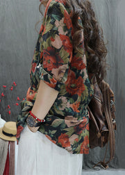 Orange Button Pockets Cotton Coats Peter Pan Collar Bracelet Sleeve