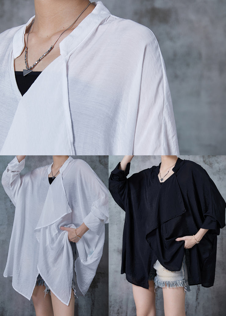 Organic Black Asymmetrical Oversized Cotton Shirts Spring