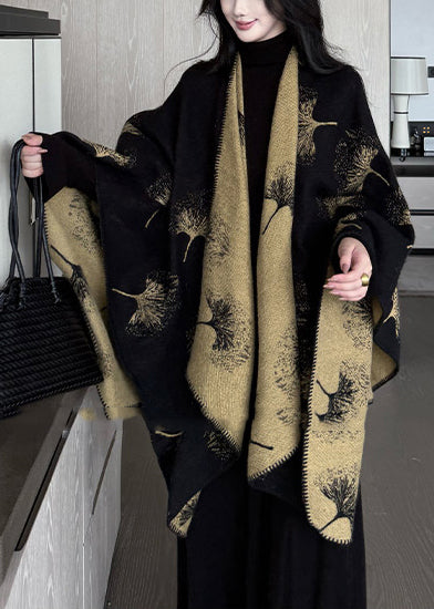 Organic Black Oversized Print Wear On Both Sides Cotton Shawl