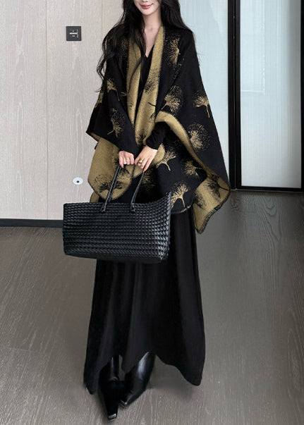 Organic Black Oversized Print Wear On Both Sides Cotton Shawl