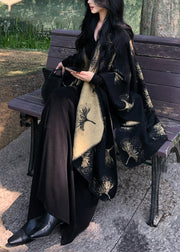 Organic Black Oversized Print Wear On Both Sides Cotton Shawl